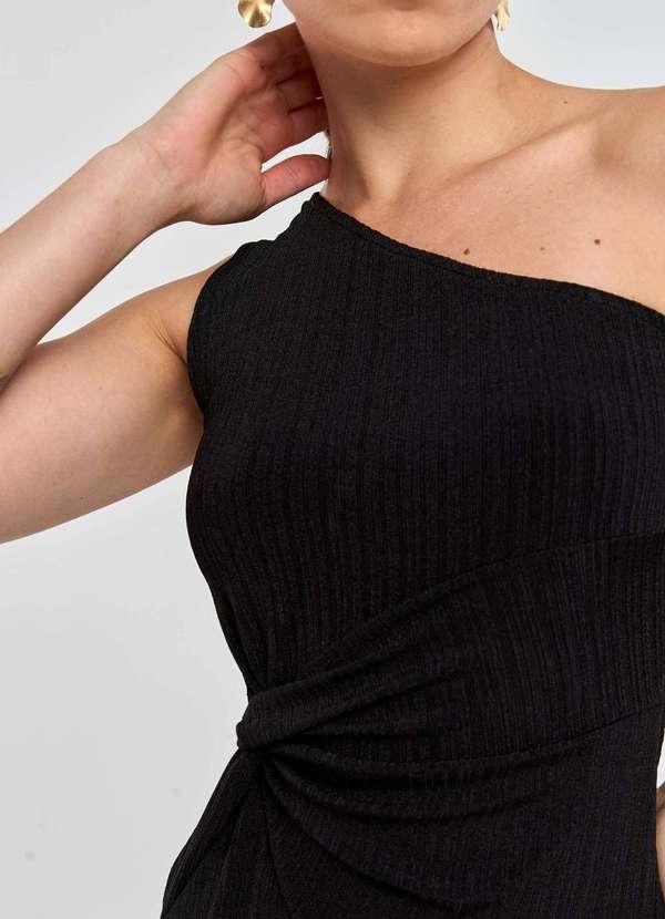 Pks - Vestido Midi Pks um Ombro So Preto 3