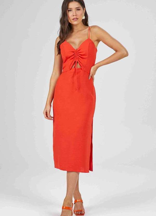 Pks - Vestido Midi Pks Laranja