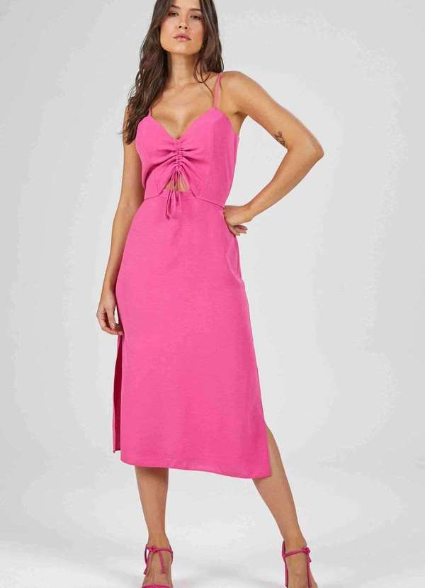 Pks - Vestido Midi Pks Rosa