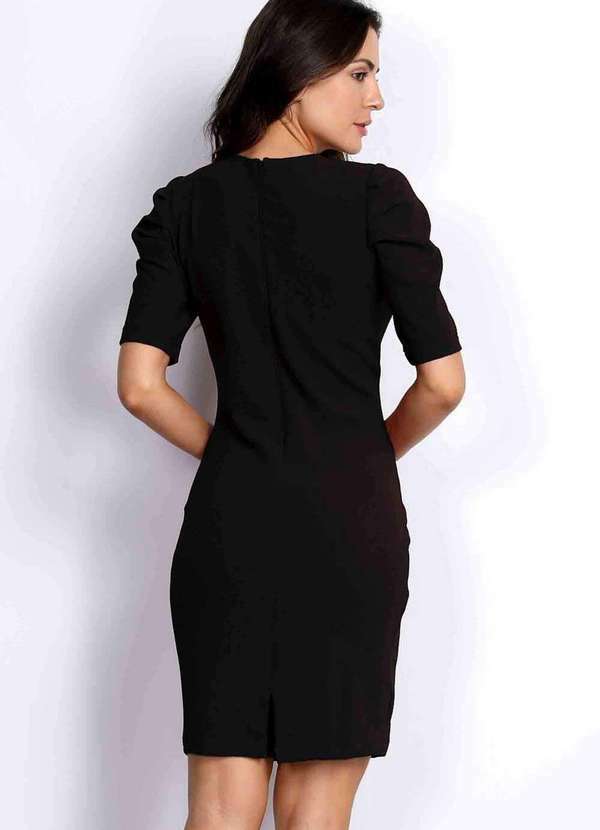 Pks - Vestido Pks Social Curto Manga Bufante Preto 2