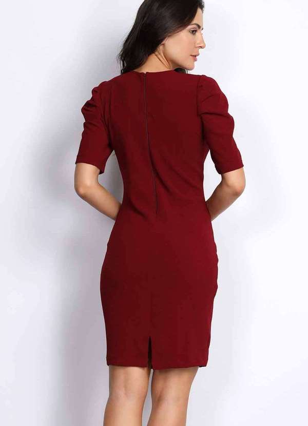 Pks - Vestido Social Curto Manga Bufante Vermelho 2