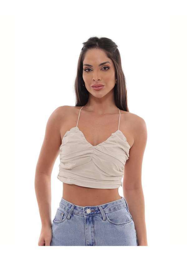 Consciência - Blusa Bege Feminina de Algodao Bege