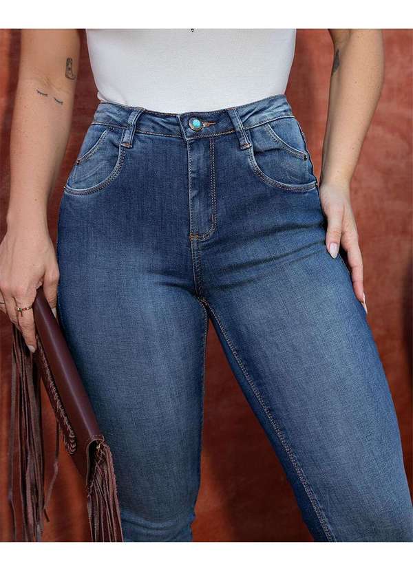 Consciência - Calca Flare Feminina com Bolso Relogio Diferenciado Azul 3