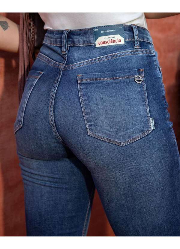 Consciência - Calca Flare Feminina com Bolso Relogio Diferenciado Azul 4