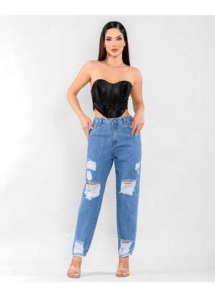 Calça Jeans Sawary Mom - 279596 Azul - Sawary Oficial
