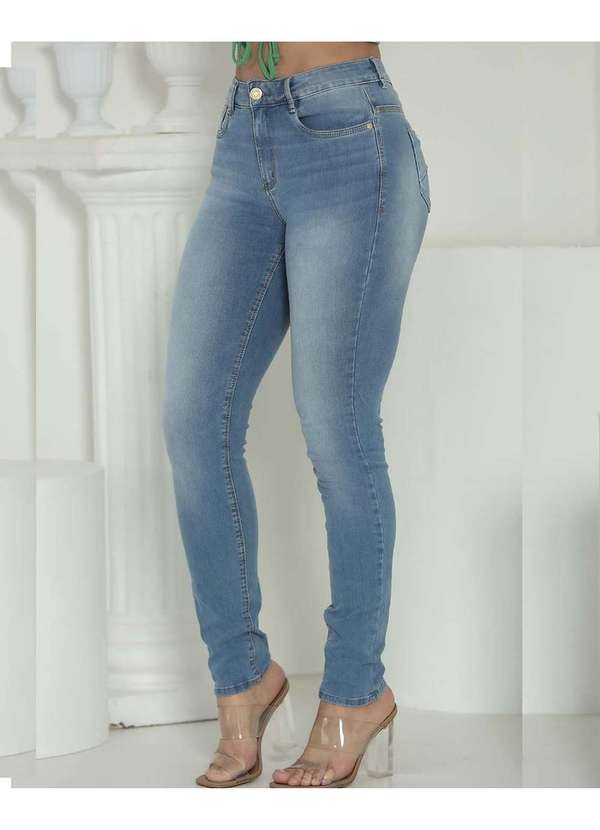 Consciência - Calca Jeans Feminina Cintura Media Bielastico Extreme Power Azul 3