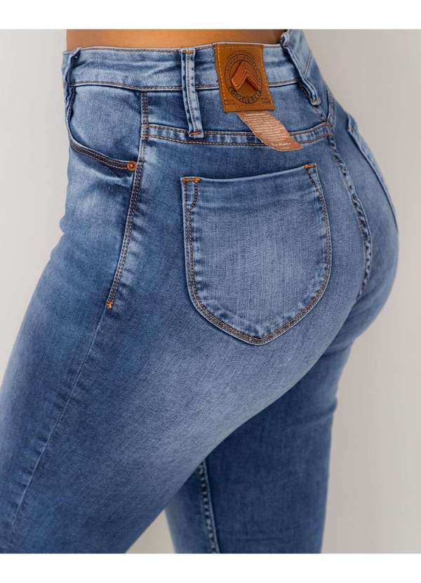 Consciência - Calca Jeans Feminina Cropped Flare Basica com Elastano Azul 6