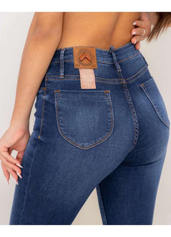 Consciência - Calca Jeans Feminina Cropped Flare Basica com Elastano Azul 2