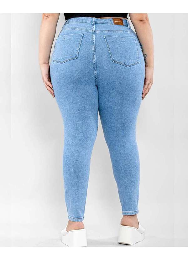 Consciência - Calca Jeans Feminina Mom Plus Size Basica com Elastano Azul 4