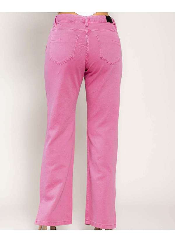 Consciência - Calca Jeans Feminina Reta com Cos Transpassado Rosa Shine Rosa 4