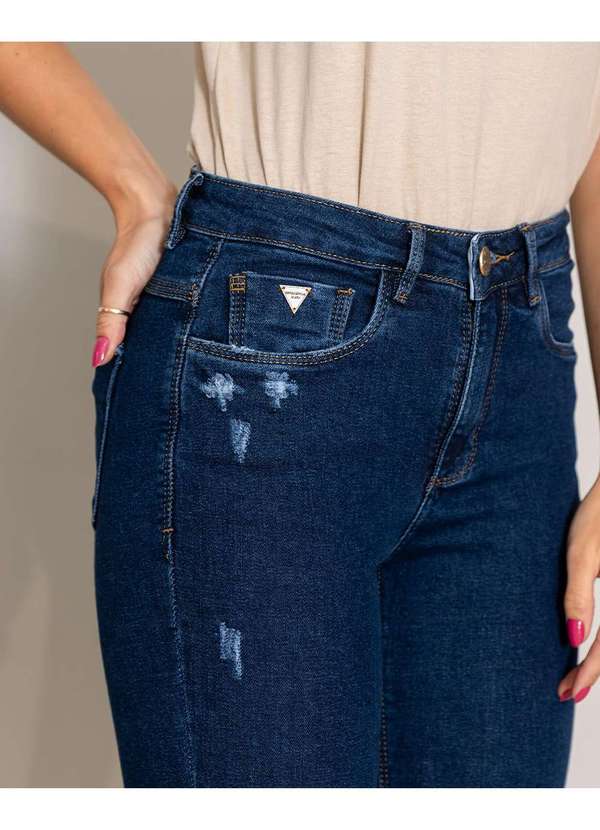 Consciência - Calca Jeans Feminina Skinny Intermediaria Rasgada Linha Eco Azul 3