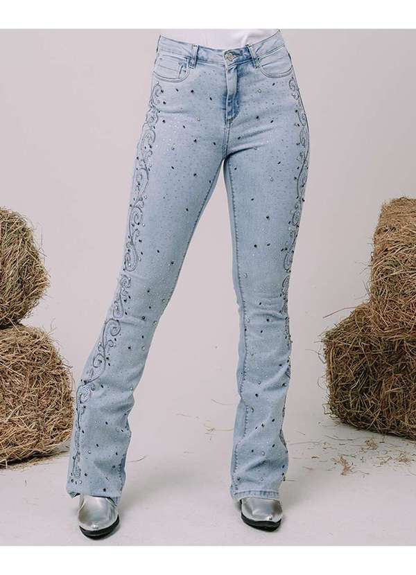 Consciência - Calca Jeans Flare Feminina Cintura Media Rainha do Rodeio Azul 5