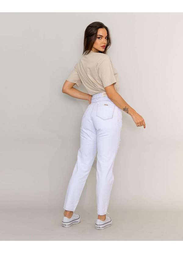 Consciência - Calca Jeans Gelo Mom Feminina Cintura Alta Linha Eco Azul 2