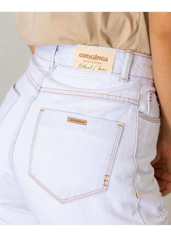 Consciência - Calca Jeans Gelo Mom Feminina Cintura Alta Linha Eco Azul 4