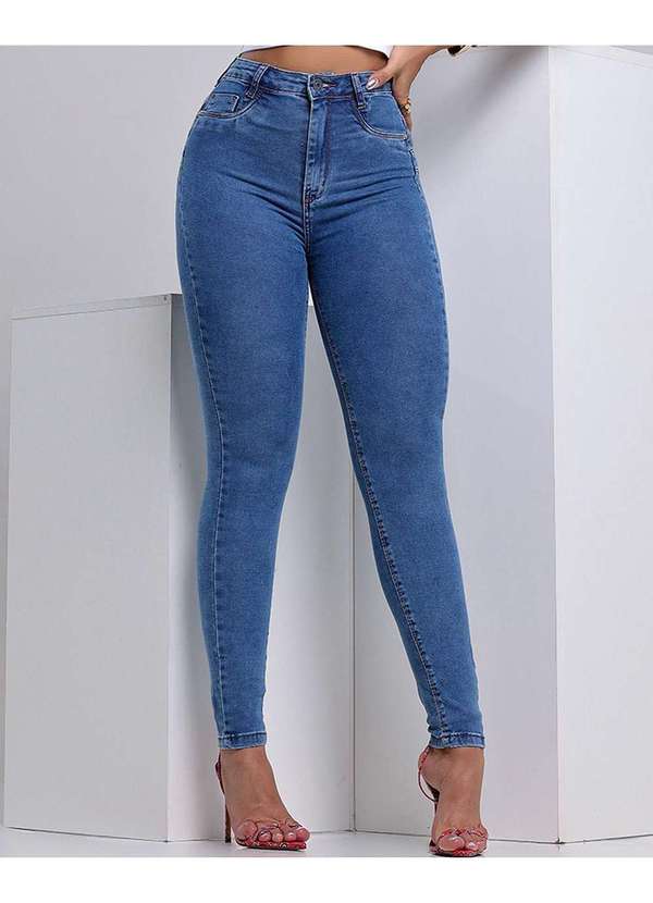 Consciência - Calca Jeans Skinny Extreme Power Feminina Cintura Alta Basica Azul 3