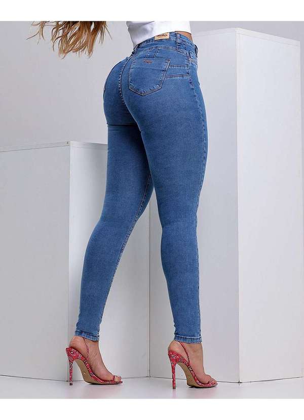 Consciência - Calca Jeans Skinny Extreme Power Feminina Cintura Alta Basica Azul 4
