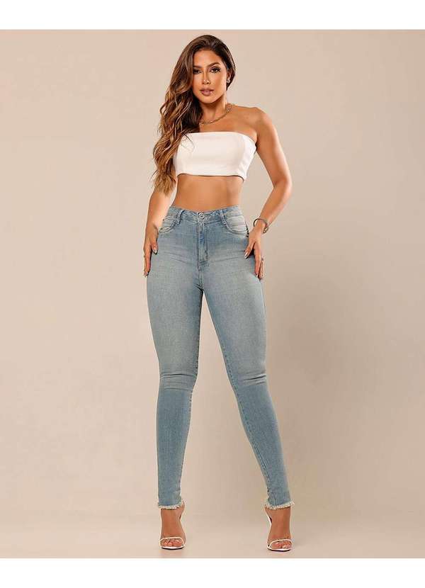 Jeans Skinny CalÇas Jeans Desfiadas Na Barra Calça Jeans Skinny