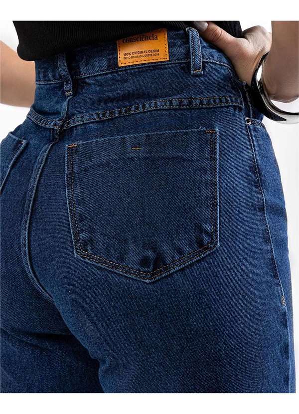 Consciência - Calca Jeans Wide Leg Feminina Cintura Alta Basica Azul 4