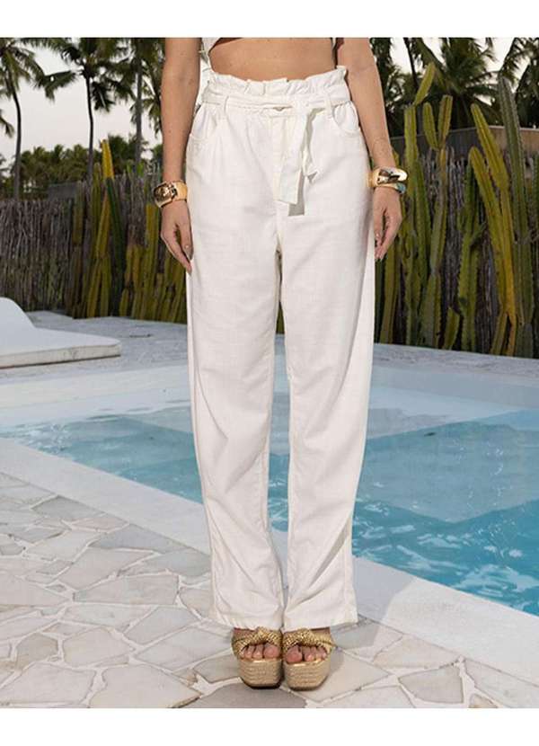 Consciência - Calca Sarja Feminina Clochard com Cinto Branco 3