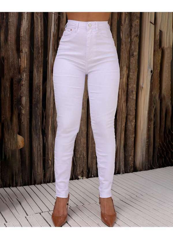 Consciência - Calca Sarja Skinny Hot Feminina Cintura Alta Basica Branco 3