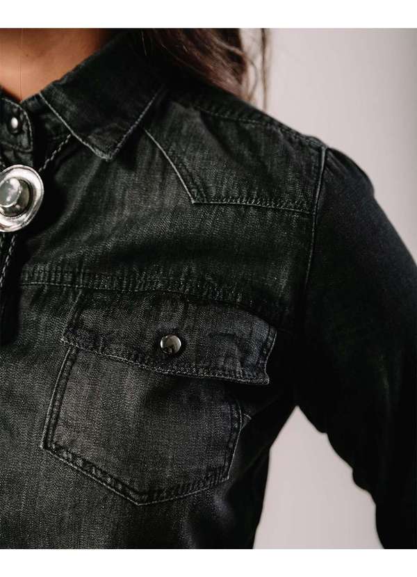 Consciência - Camisa Jeans Black Feminina Basica Preto 4