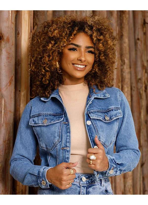 Posthaus Jaqueta Estampada Feminina Consciência Jaqueta Jeans