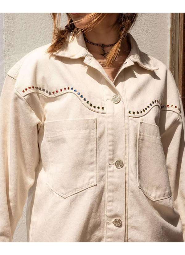 Consciência - Jaqueta Jeans Feminina Oversized com Aplicacao Ana Castela Branco 3