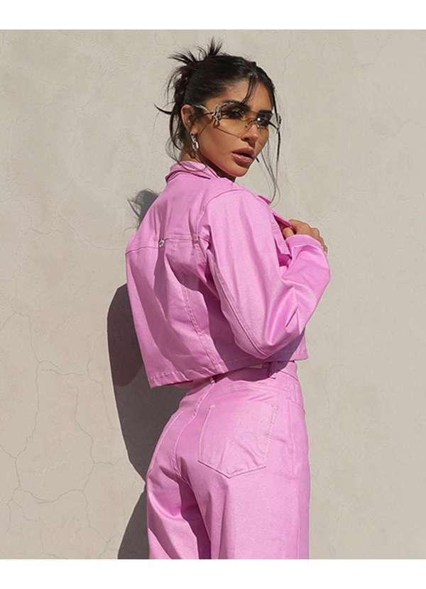 Consciência - Jaqueta Sarja Resinada Cropped Feminina Roxo 2