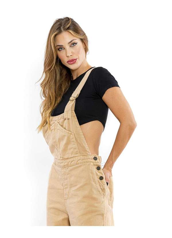 Consciência - Macacao Feminino com Bolsos Cargo na Lateral da Perna Bege 3