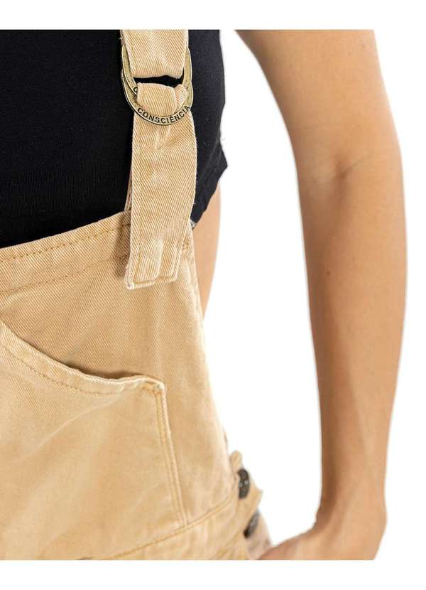 Consciência - Macacao Feminino com Bolsos Cargo na Lateral da Perna Bege 4