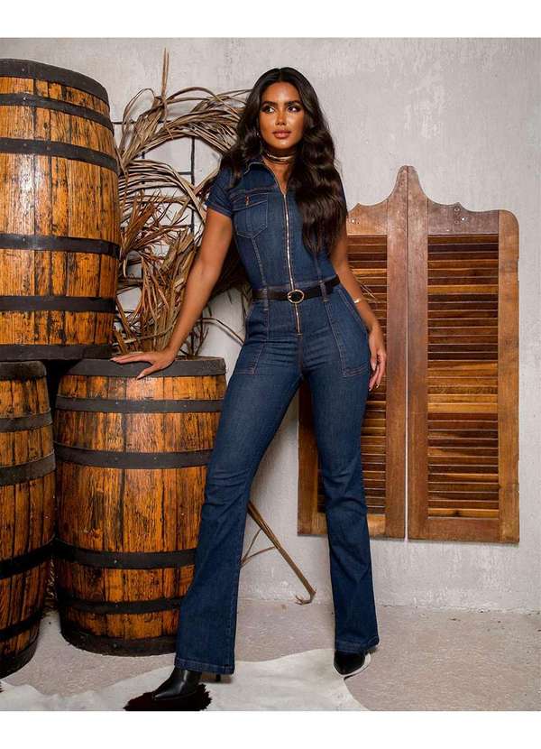 Macacão Jeans MacacÃ£o Feminino Posthaus Consciência Macacao Jeans