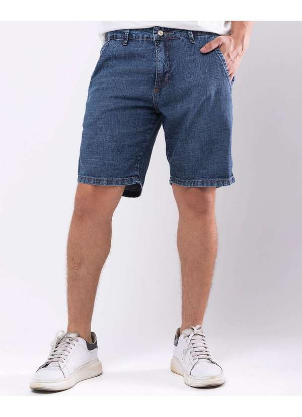 Consciência - Bermuda Jeans Chino Masculina Basica Azul 2