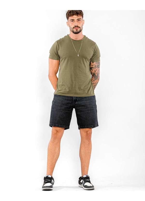 Consciência - Bermuda Jeans Masculina Basica 22576 Preto