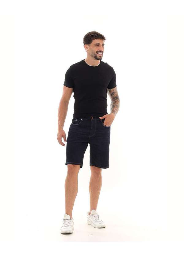Consciência - Bermuda Jeans Masculina com Detalhe no Espelho Azul 1