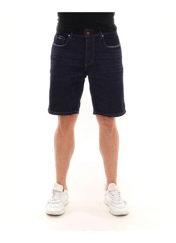 Consciência - Bermuda Jeans Masculina com Detalhe no Espelho Azul 3