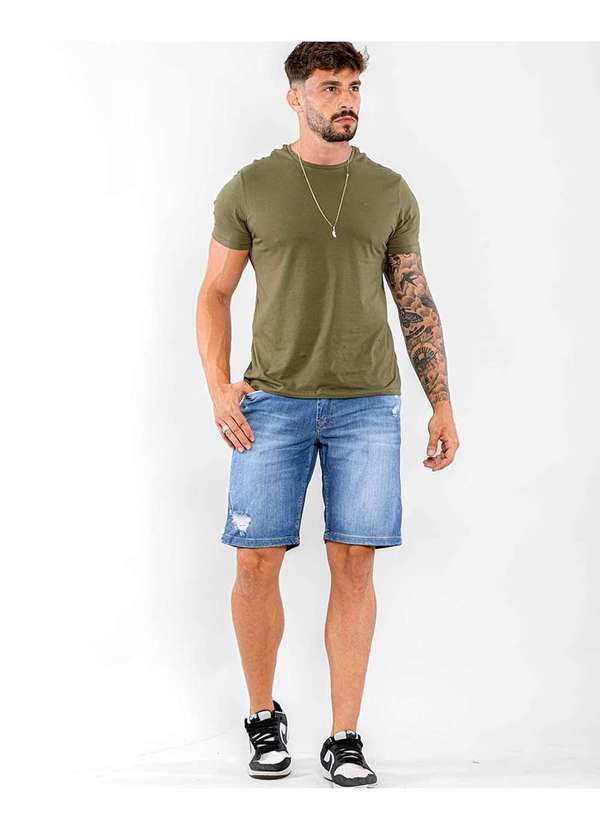 Consciência - Bermuda Jeans Masculina com Elastano 22562 Azul