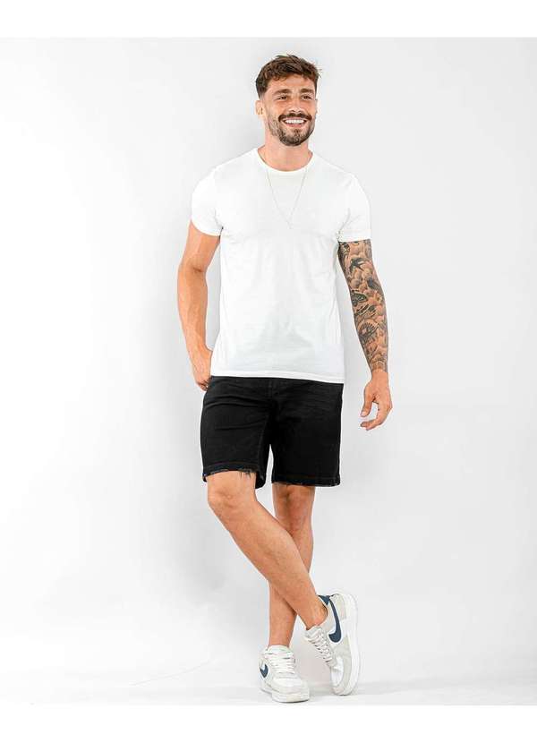 Consciência - Bermuda Jeans Masculina com Elastano Preto