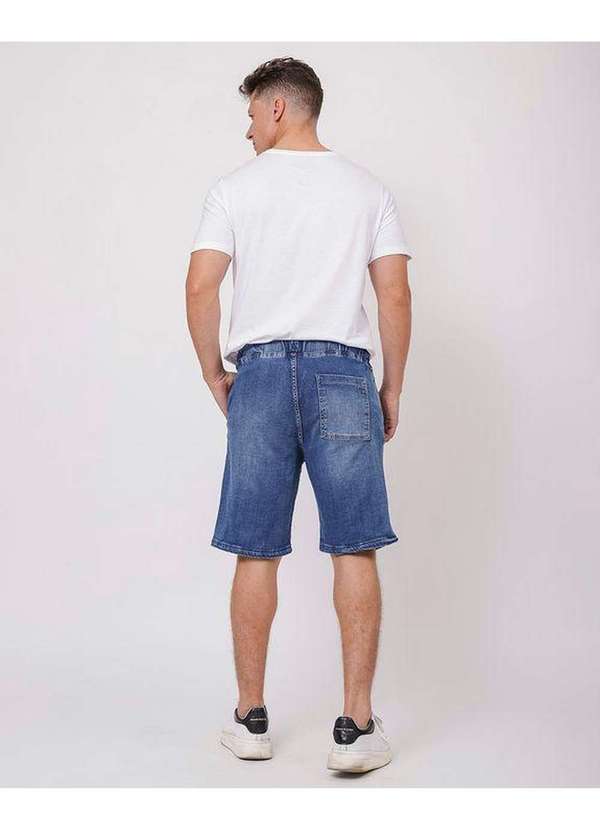 Consciência - Bermuda Jeans Masculina Cos de Elastico Azul 2