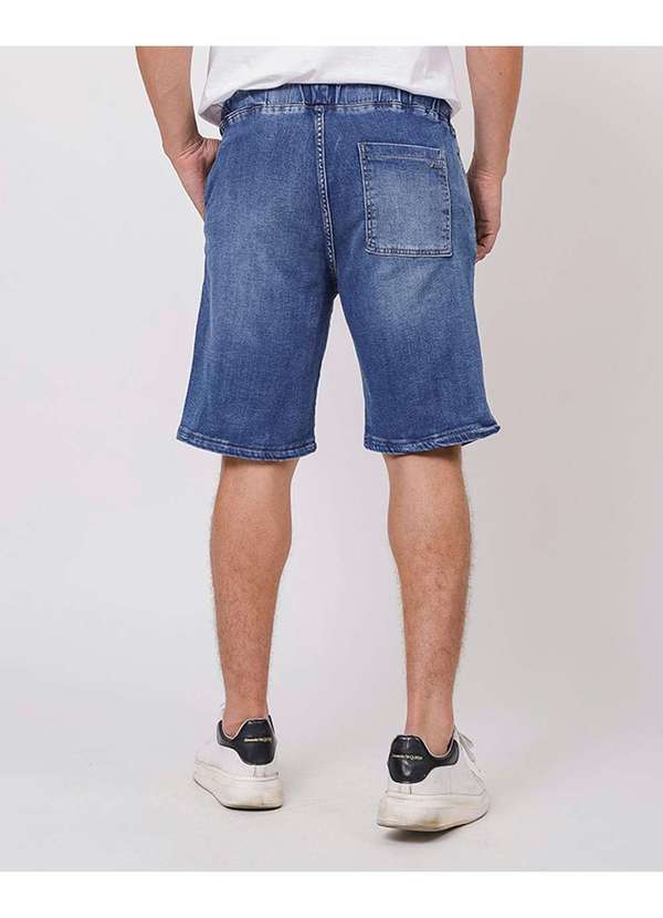 Consciência - Bermuda Jeans Masculina Cos de Elastico Azul 4