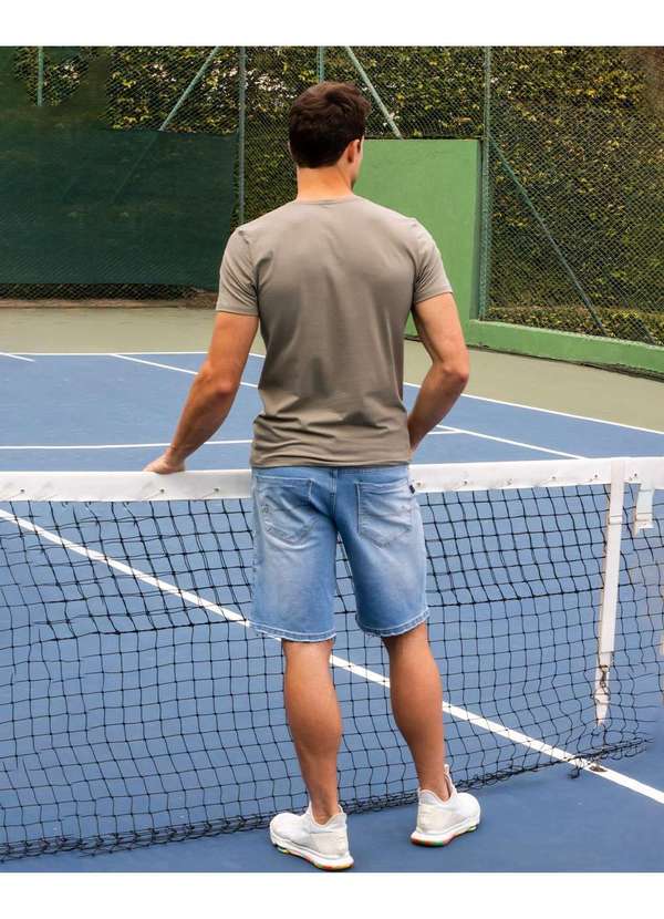 Consciência - Bermuda Jeans Masculina Rasgada Linha Man Style com Elastano Azul 3