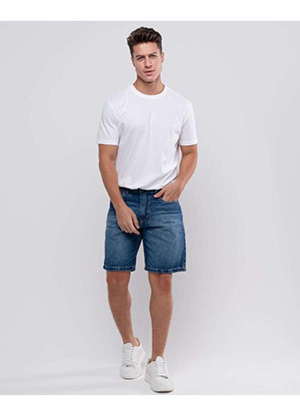 Consciência - Bermuda Jeans Slim Fit Masculina Basica Algodao Azul