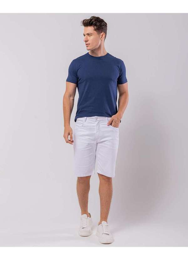 Consciência - Bermuda Masculina Branca Basica com Elastano Branco 4