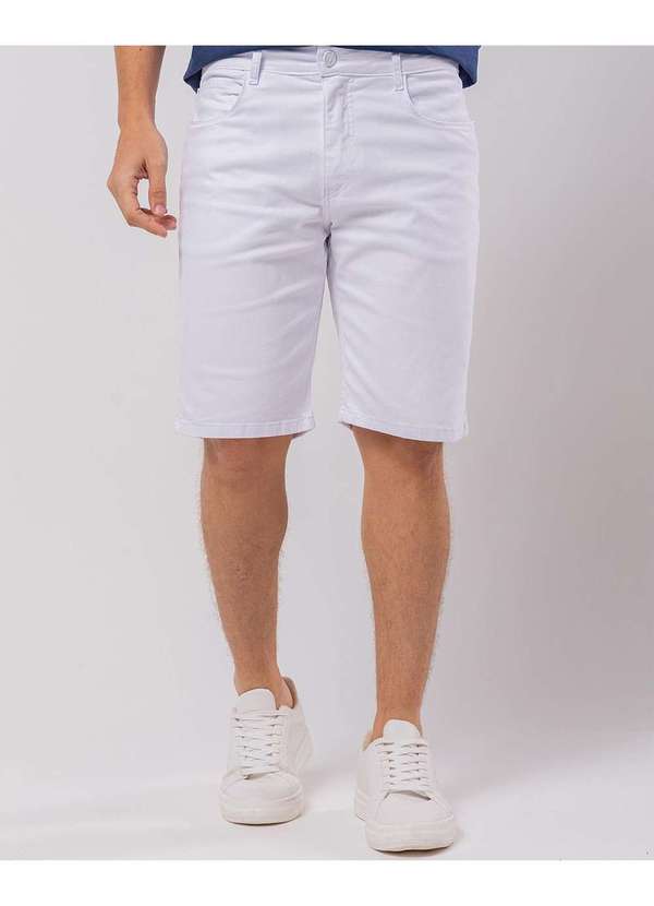 Consciência - Bermuda Masculina Branca Basica com Elastano Branco 2