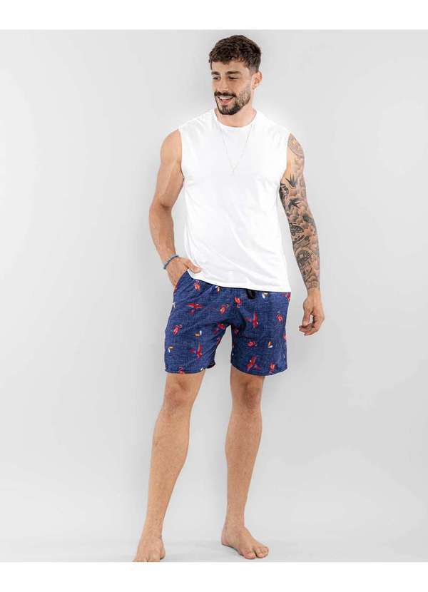 Consciência - Bermuda Masculina Poliester Estampada com Cordao Estampado