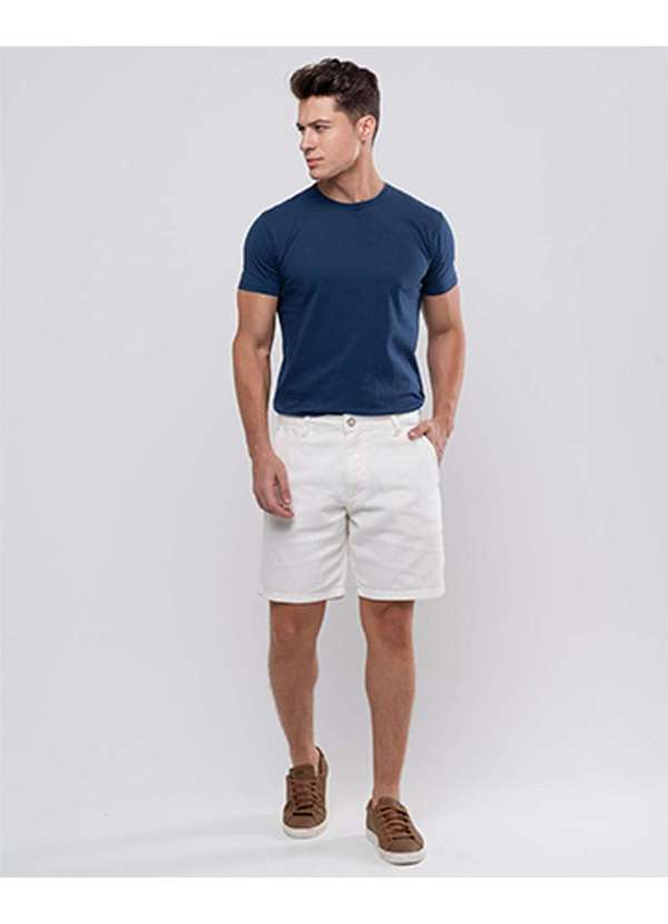 Consciência - Bermuda Sarja Chino Masculina Basica Branco
