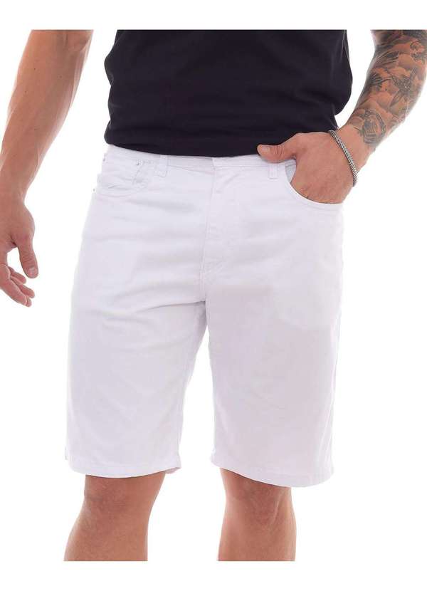 Consciência - Bermuda Sarja Masculina Branca Basica com Elastano Branco 3