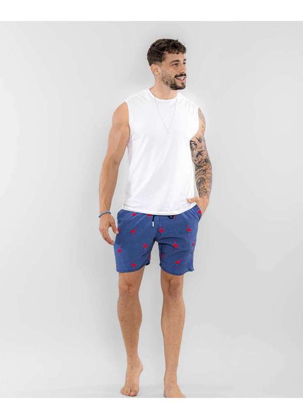 Consciência - Shorts Masculino Poliester Estampado com Cordao Estampado 1