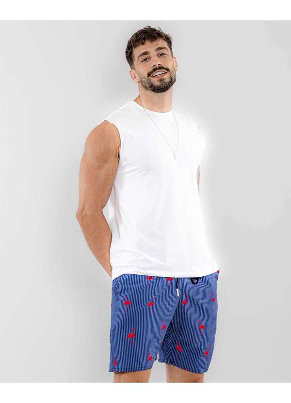 Consciência - Shorts Masculino Poliester Estampado com Cordao Estampado 4