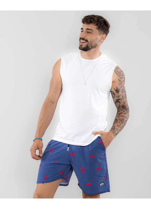 Consciência - Shorts Masculino Poliester Estampado com Cordao Estampado 5