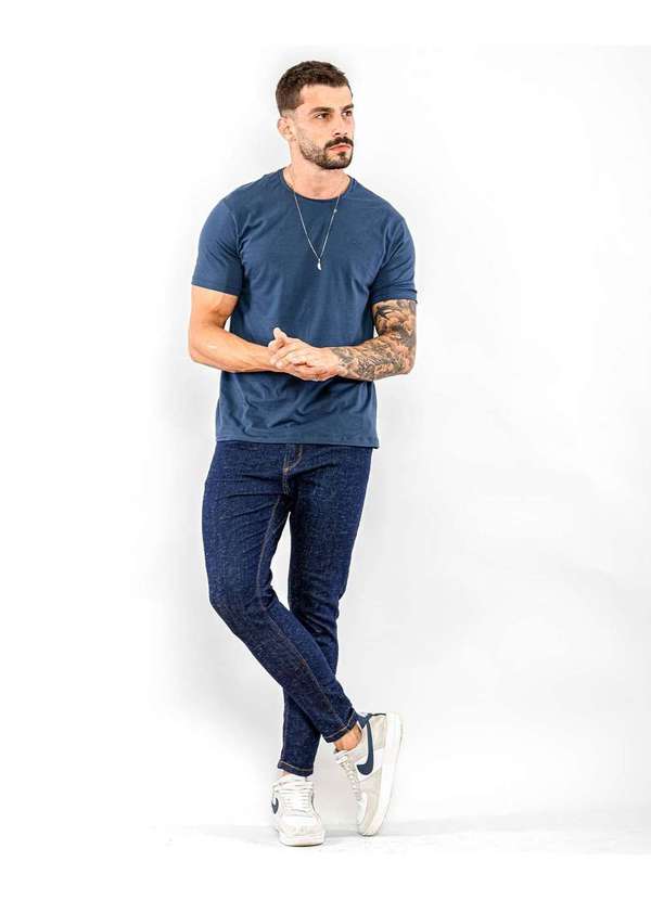 Consciência Calca Jeans Escura Masculina Skinny Linha Italia Basica Azul